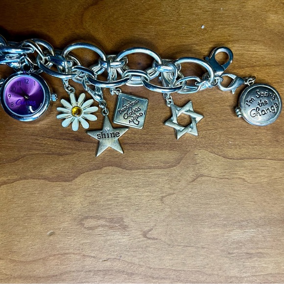 Eclectic, Y2K, Silver-Toned Curves Fitness Charm Bracelet. - Picture 6 of 6